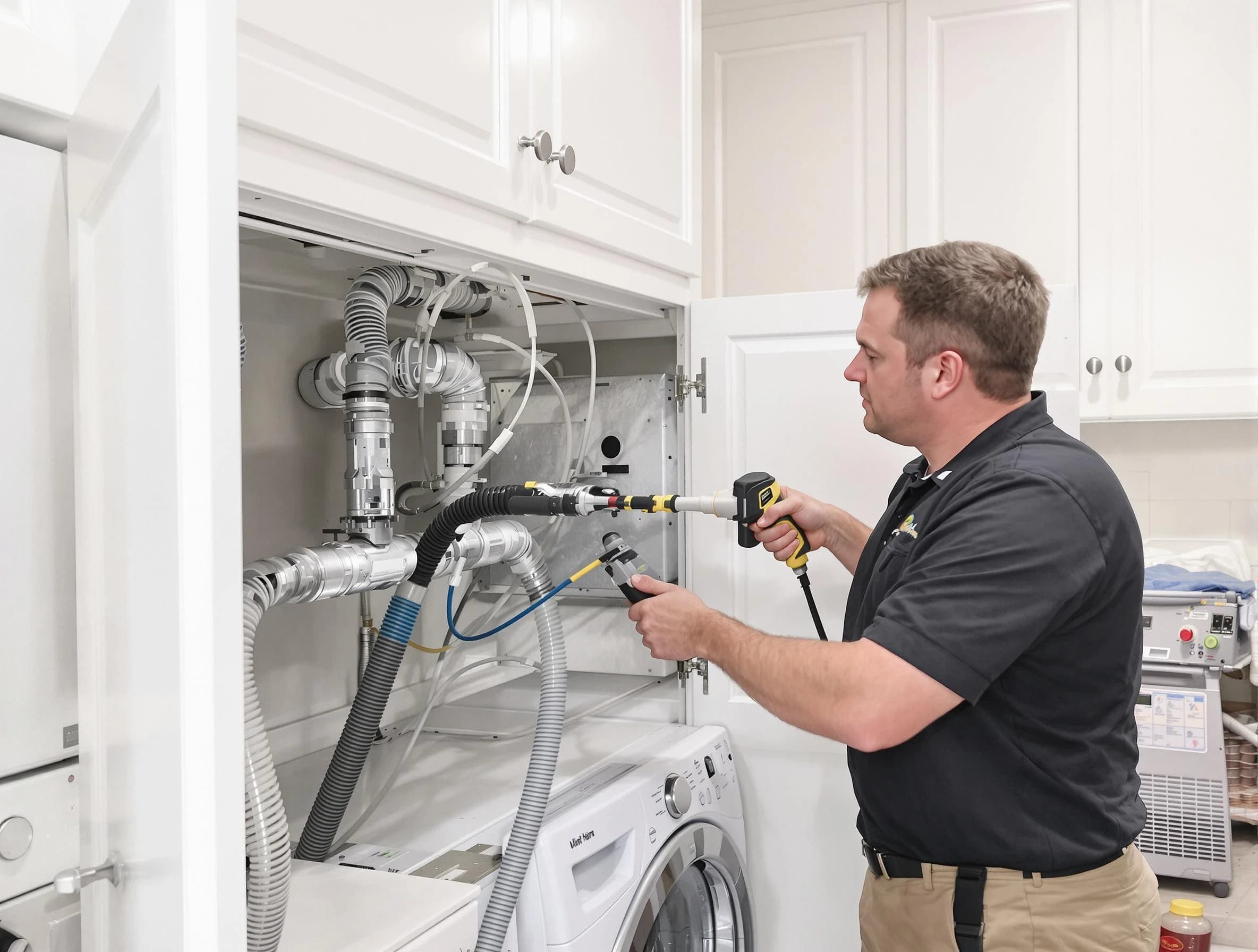 Newton Dryer Vent Cleaning professional removing severe blockage from a clogged dryer vent in Newton