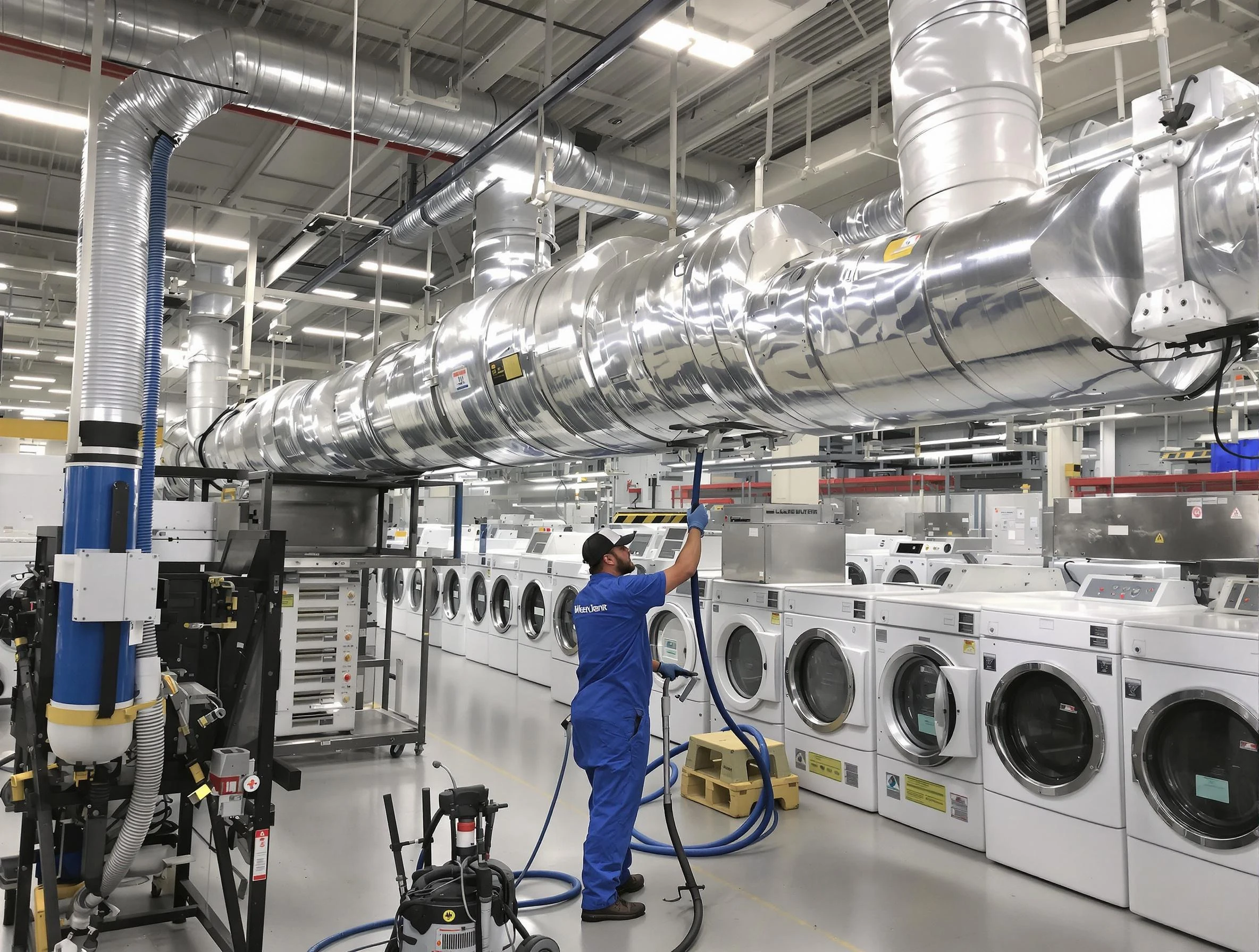 Newton Dryer Vent Cleaning team performing heavy-duty industrial dryer vent cleaning in Newton