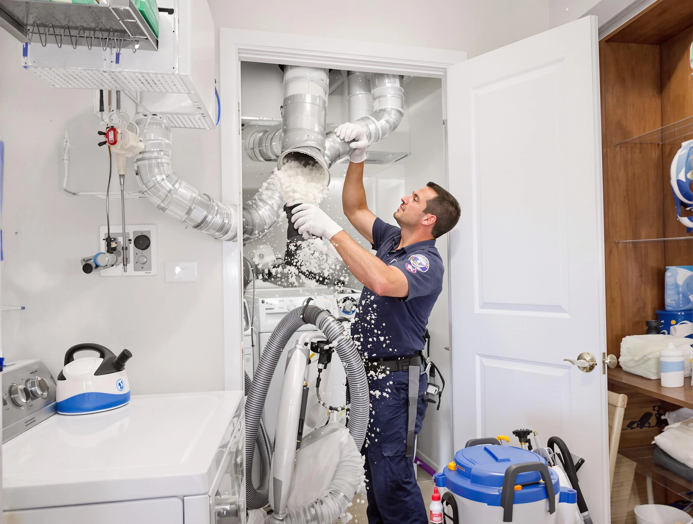 Newton Dryer Vent Cleaning technician delivering thorough residential dryer vent cleaning service in Newton